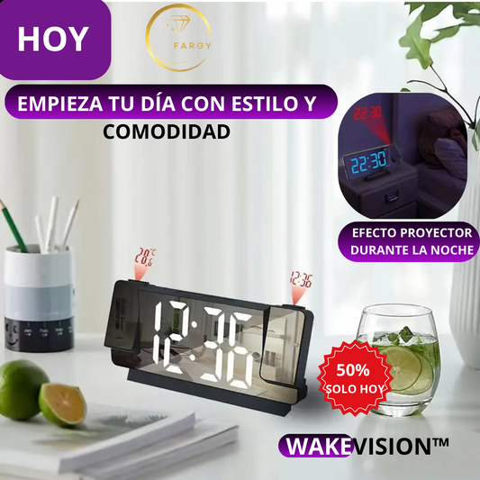 "WakeVision" reloj despertador digital con proyector pro