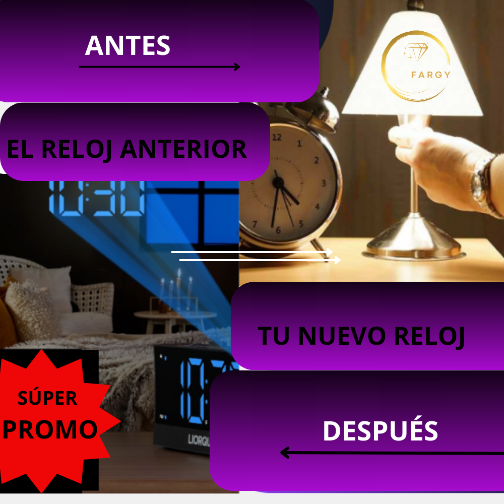 "WakeVision" reloj despertador digital con proyector pro