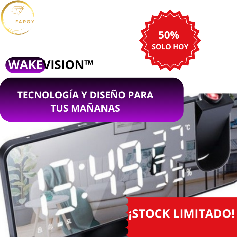 "WakeVision" reloj despertador digital con proyector pro